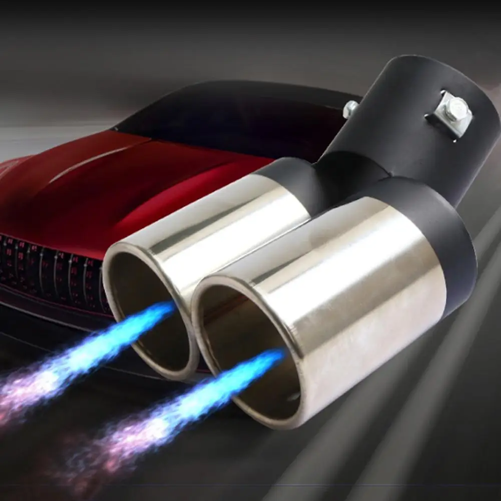 

Universal Car Vehicle Exhaust Muffler Double Tube Stainless Steel Tail Pipe