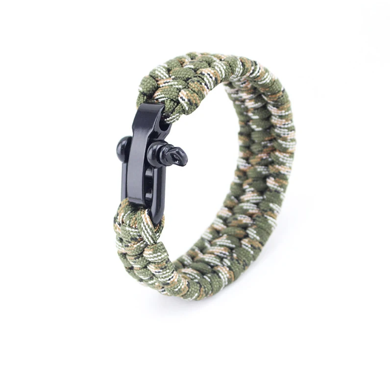 NIUYITID мужской браслет из нержавеющей стали, браслет для выживания из Паракорда, Открытый походный спасательный Аварийный Браслет для женщин - Окраска металла: Camouflage green