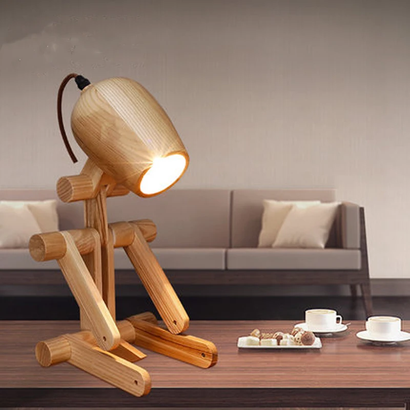 

Simple and creative changeable shape puppy table lamp study lamp bedroom bedside lamp folding desk lamp wood art lighting