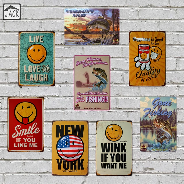 Aliexpress Buy Smiley Gone Fishing Vintage Metal Tin Signs Simple Gone Fishing Signs Decor Aliexpress Buy Smiley Gone Fishing Vintage Metal Tin Signs Simple Gone Fishing Signs Decor
