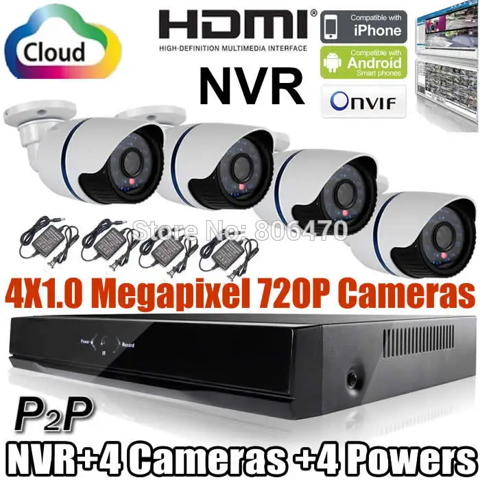 

The Best price 4CH 720P Waterproof Outdoor IR IP Camera Kit  Free Shipping