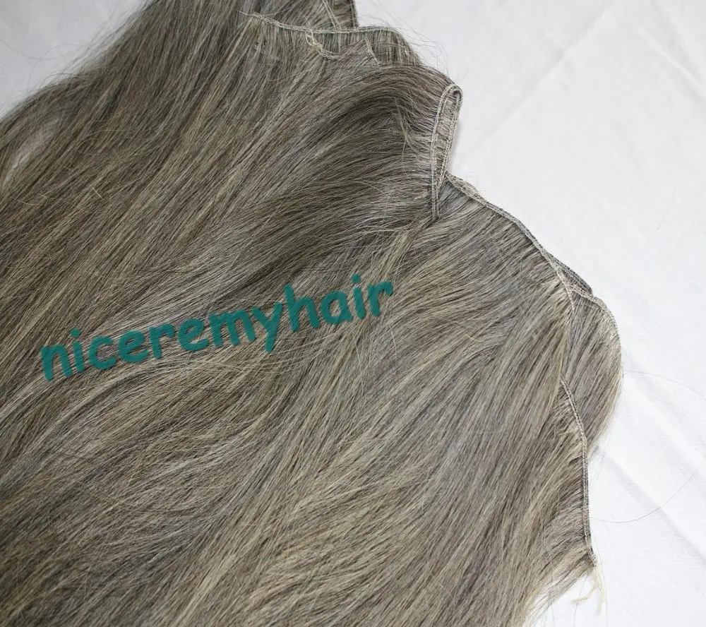 virgin gray human hair extension/weft grey human hair