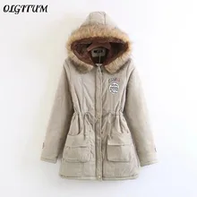 S 3XL OLGITUM 2018 Winter Coat Women Parka Casual Outwear Military Hooded Thickening Cotton Coat Winter