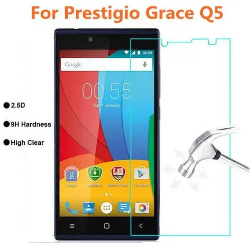 

2pcs For Prestigio Grace Q5 Screen Protector Tempered Glass Film Safety Original 9H 2.5D Premium Protective Films Case Guard