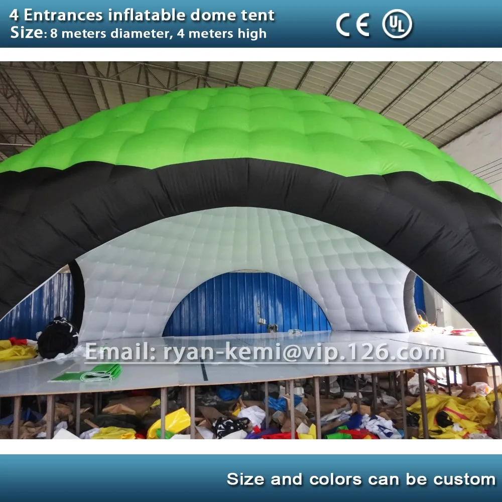 Free shipping 4 entrances 8mx8m inflatable dome tent Inflatable exhibition tent advertising tent 5