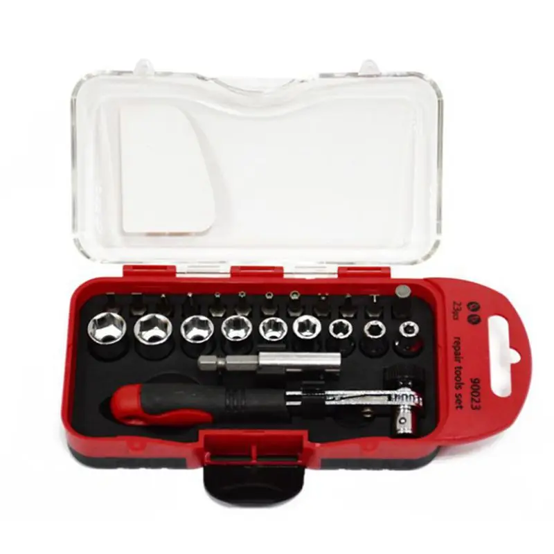 Small Size 23 Pcs Multi-Function Precision Ratchet Wrench Set Motorcycle Repair Tool Traveling Necessary