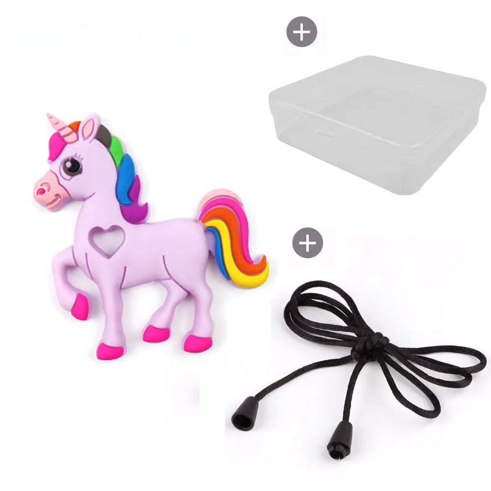 Unicorn Teething Teether Horse Silicone Pendant DIY Baby Chewable Dummy Pacifier 