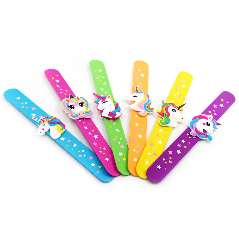 

New Children Girl Boy Star Printing Unicorn Cartoon Wristband Kids Flexible Wrap Slap Bracelet Animal Enfant Bangle Gift Favors