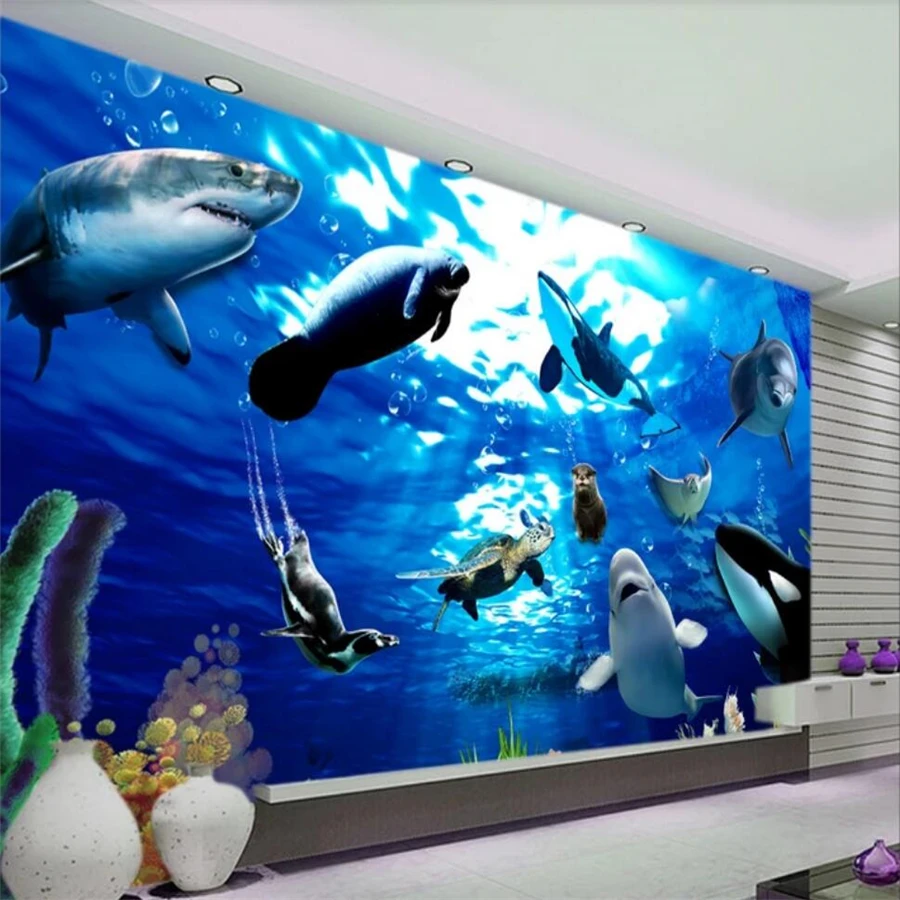 wellyu Papel de parede Custom wallpaper 3D обои murals underwater world animal fine background wall paper decorative painting