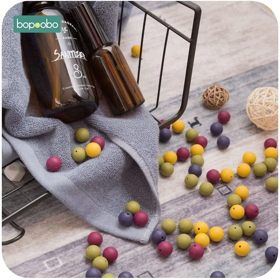 Contas de Silicone Fortalecimento do Treinamento do Dente Acessórios do Bebê Bopoobo Faça Você Mesmo Starter Kits Não-tóxico 100 pc 15mm 7 Mordedores p/ bebê