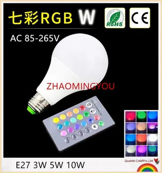 

E27 RGB LED Bulb SMD5050 3W 5W 10W Spot light AC 90-260V Magic 16 Colors with Remote Controller for Home Decoration