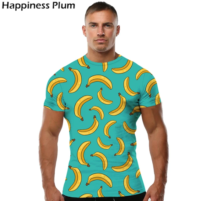 2017 Banana T Shirt Men Short Sleeves Mens Brand Clothing 3d Print Tshirt Lycra Summer Slim