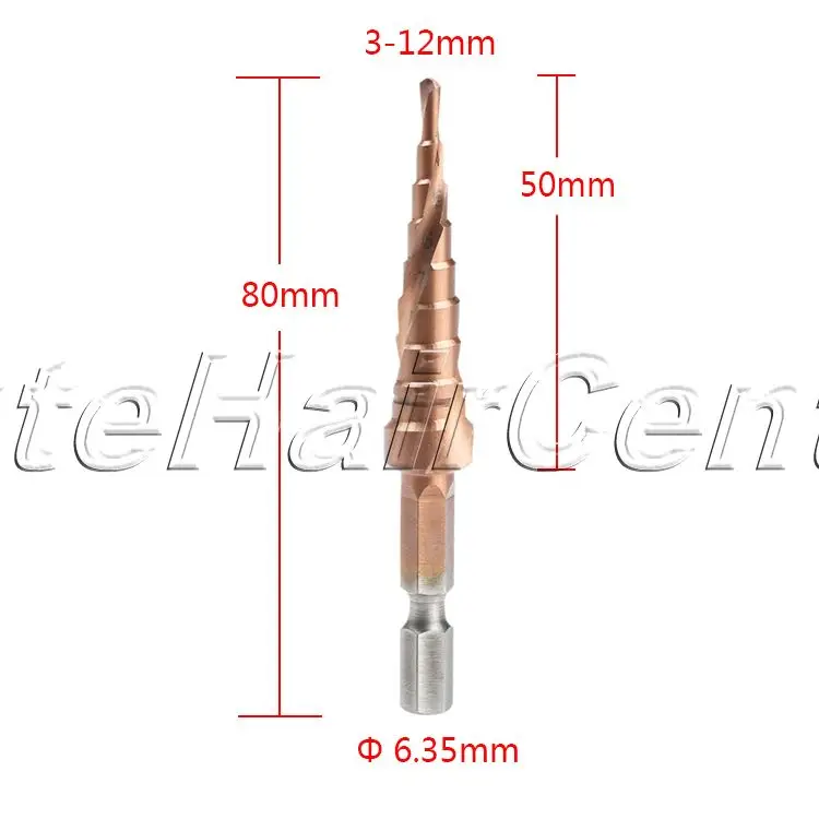 

1 PC HSS-Co M35 Steel Step Cone Titanium Coated Drill Bit Cut Tool Set Hole Cutter for metal 3-12mm