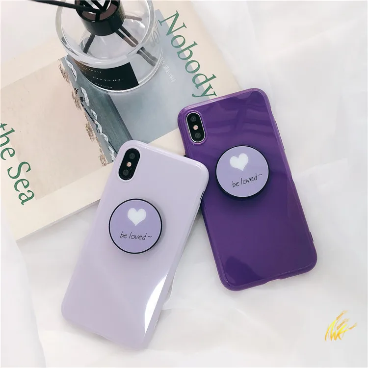 

Purple Fashion Stand Phone Cover For iphone 6 6s Case Luxury Kickstand Fundas For iphone 7 8 Plus X XS 10 Case Glossy Coque Capa