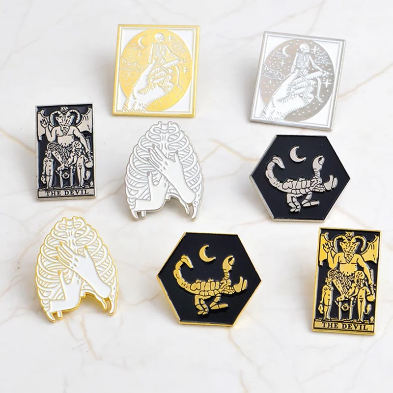 Zhefanku Jewelry Vintage Skull Skeleton Pins Badges Brooches For Men Women Pins Collection