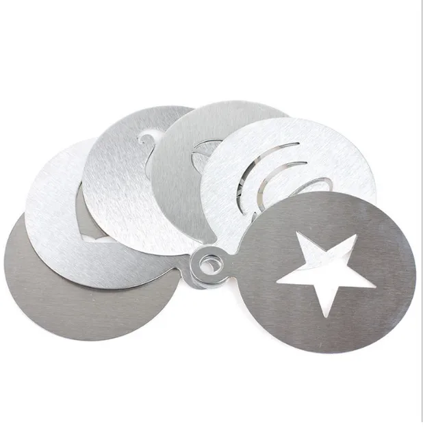 Special Price Printing template stainless steel drawing printing patterns floral coffee spray model 6 pieces set