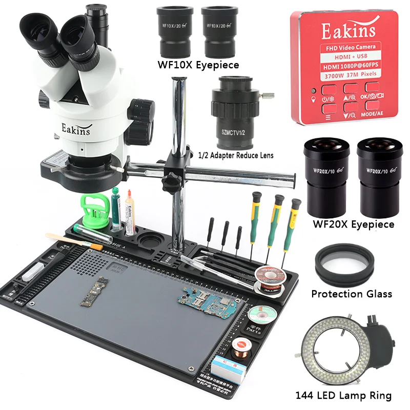  3.5X 7X 45X 90X simul focal Trinocular Stereo Microscope 37MP HDMI Video microscope camera Workbenc