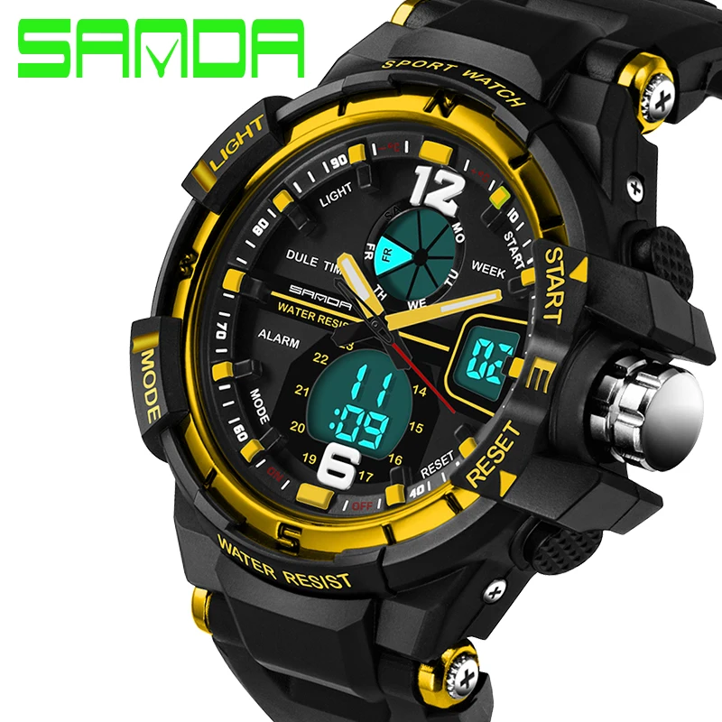 2016 New Brand SANDA Fashion Watch Men G Style Waterproof Sports Military Watches Shock Luxury Analog Digital Sports Watches Men