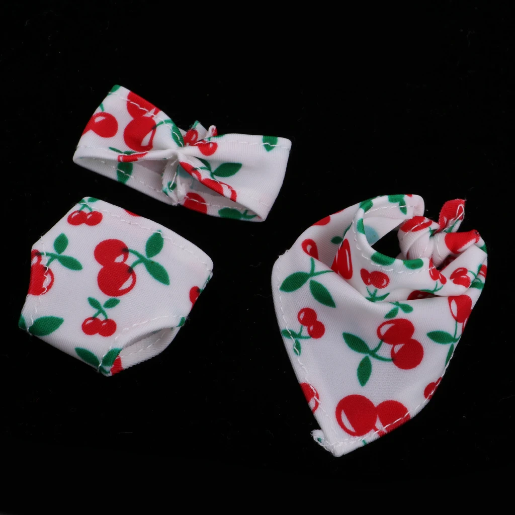 1/6 Scale Doll Swimwear Cute Cherry Pattern Printed Swimsuit Bikini Set for 12inch 30cm Girl Doll Dress Up Accessory