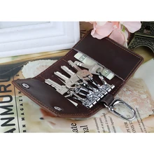 Брелок из натуральной кожи, сумка для ключей унисекс, многофункциональный органайзер, кошелек, держатель, умная ключница, автомобильный маленький чехол для ключей, чехол для ключей