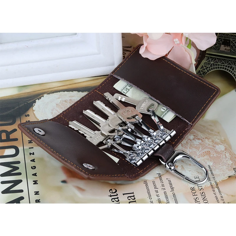 

Genuine Leather KeyChain Unisex Key Bag Multifunction Organizer Wallet Holder Smart Housekeeper Car Small Key Case Keys Pouch