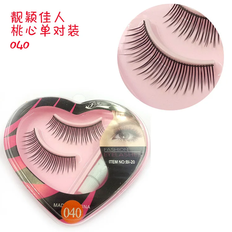 

1 Pair Sell Peach Heart False Eyelashes Korea Natural Nude Makeup Long False Eyelash Handmake Eye Lashes Makeup Kit Gift #040