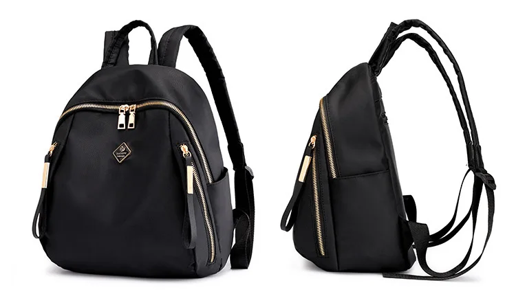 Women Floral Nylon Backpack Female Fashion Printing Casual Rucksack Famous Lady Girls Large Black Purple Blue Soft Shoulder Bag (12)