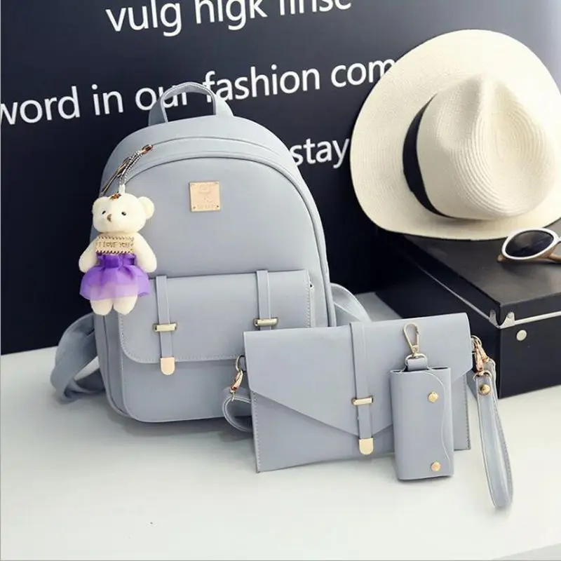 2017 New Women Fashion Backpack Casual PU Leather School Bags For Teenagers Girls College Little bear
