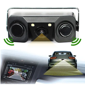 

2016 New 2 in 1 LED Sound Alarm Car Reverse Backup Video Parking Sensor Radar System with CCD Rear View Camera