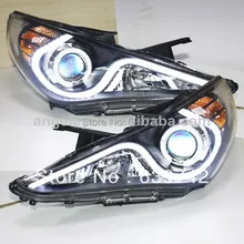 Для Sonata светодиодный U Стиль ангельские глазки фара с Bi Xenon объектив проектора 2011-2013 год LDV2