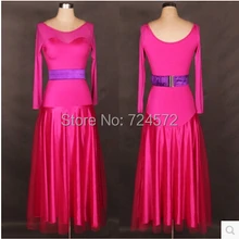 Бальный танцевальный костюм сексуальный кисея с длинным рукавом атласные платья для женщин Бальные Танцевальные соревнования длинное платье 2 цвета