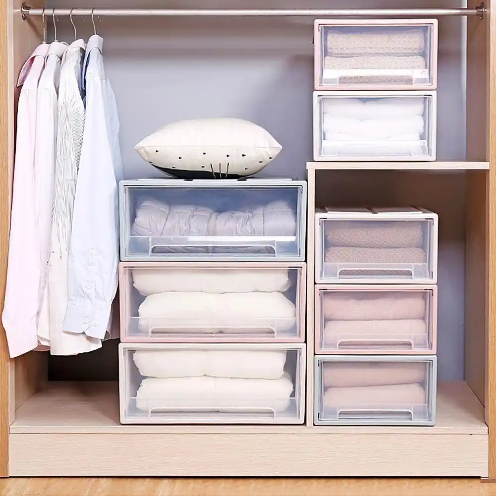 Stackable Clothes Storage Box Modern Drawer Type Plastic Container