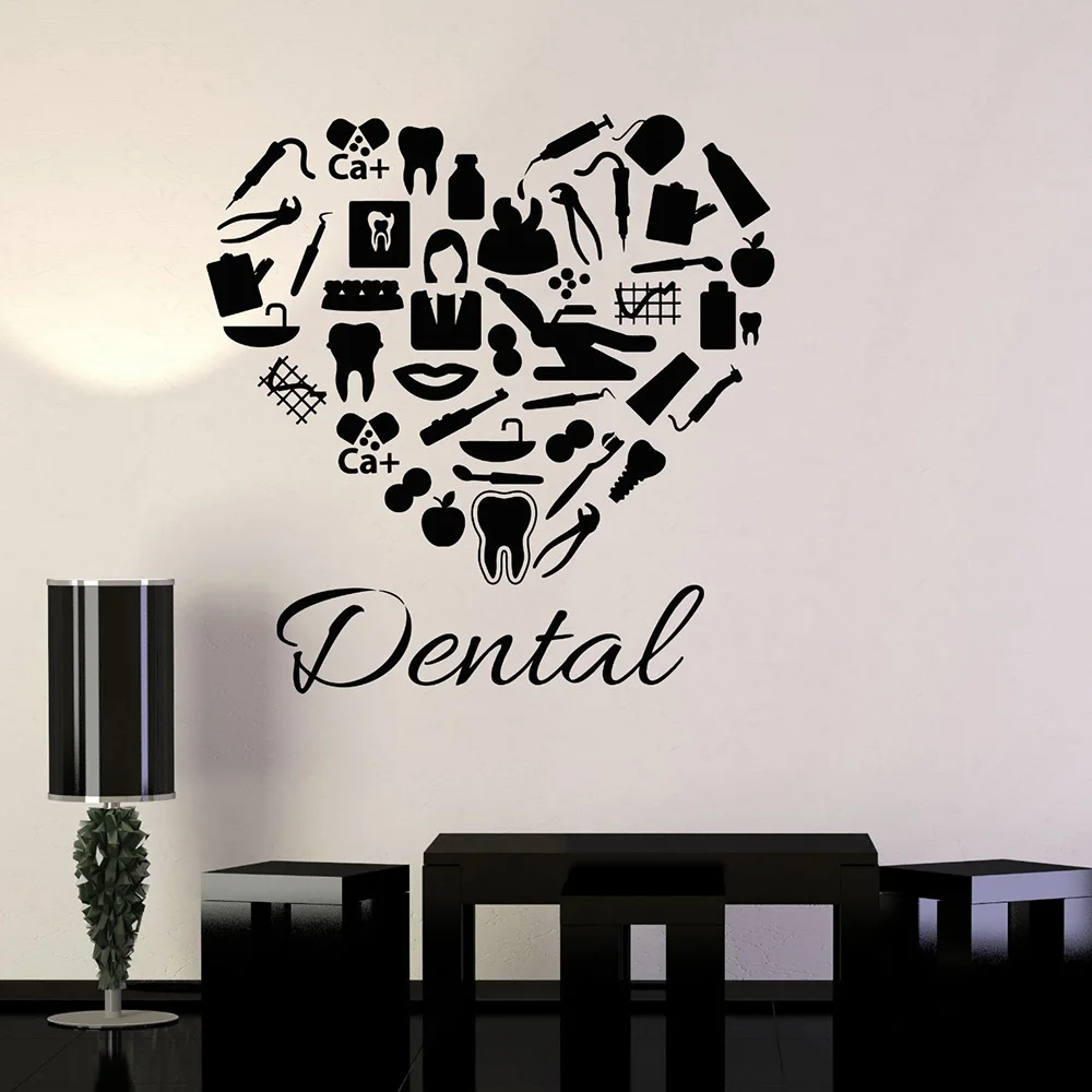 Tooth Care Wall Decal Dental Clinic Wall Window Decor Decals Heart Dentist Dentistry Stickers