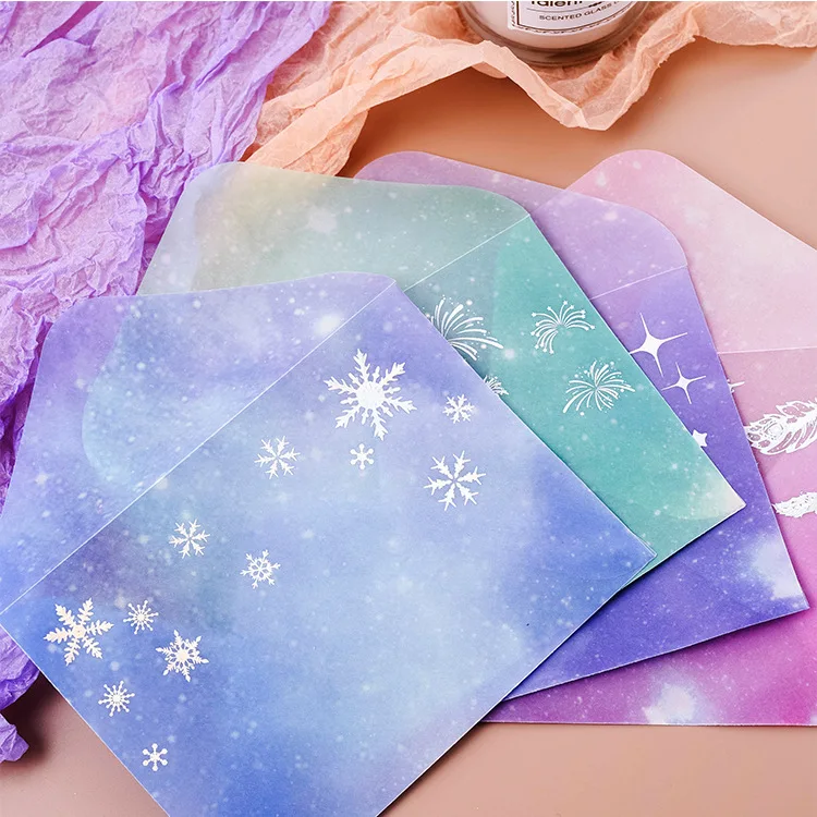 3 шт./упак. Kawaii симпатичная лакмусовая бумага снег перо Звезда Серебряный конверт
