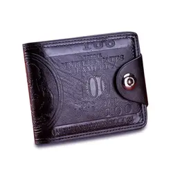 Для мужчин деньги безопасный Повседневное Короткие Кошелек с магнитной застежкой Новинка доллар узор кошелек LXX9