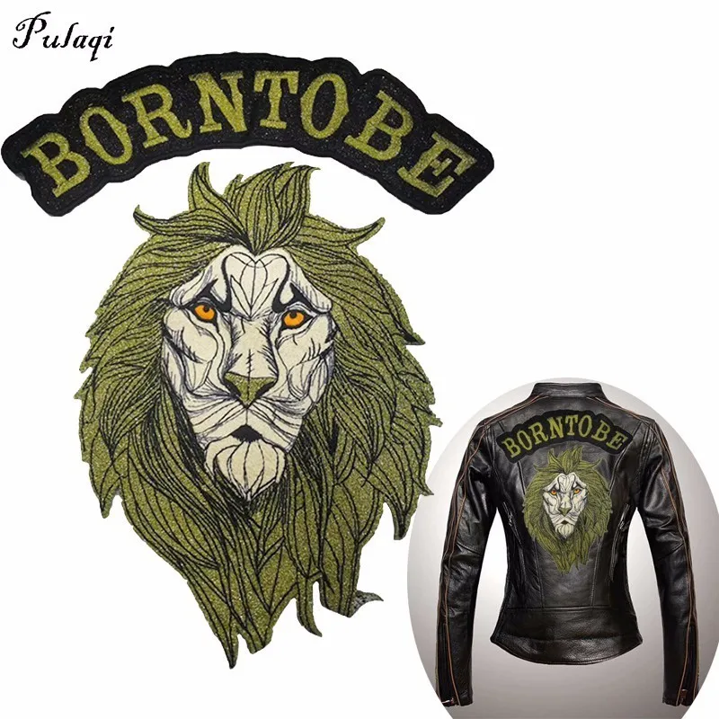 

Pulaqi Punk Tiger Patch Biker Rock Large Embroidered Motorcycle Band Patches For Clothes Jacket Big Borntobe Patch Back Badge H