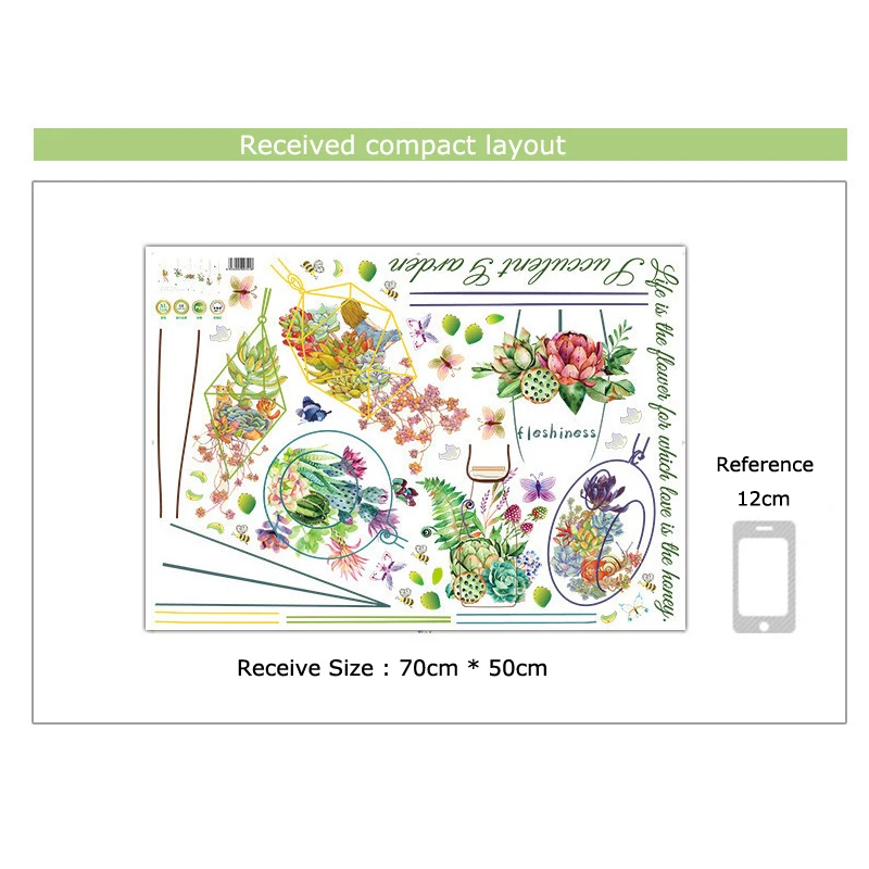 Суккуленты корзина роспись стены стикеры домашний декор DIY Детская комната наклейки гостиная фон Фреска художественный плакат оконная наклейка s