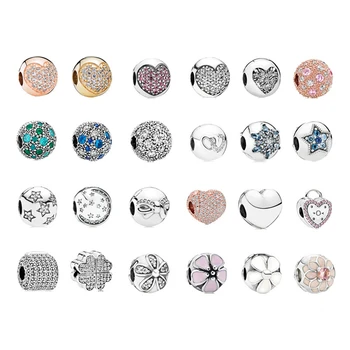 

New Glass Heart S925 Silver Bead Charm Necklace Pandora Original Bracelet for Ladies'Valentine's Day Gift