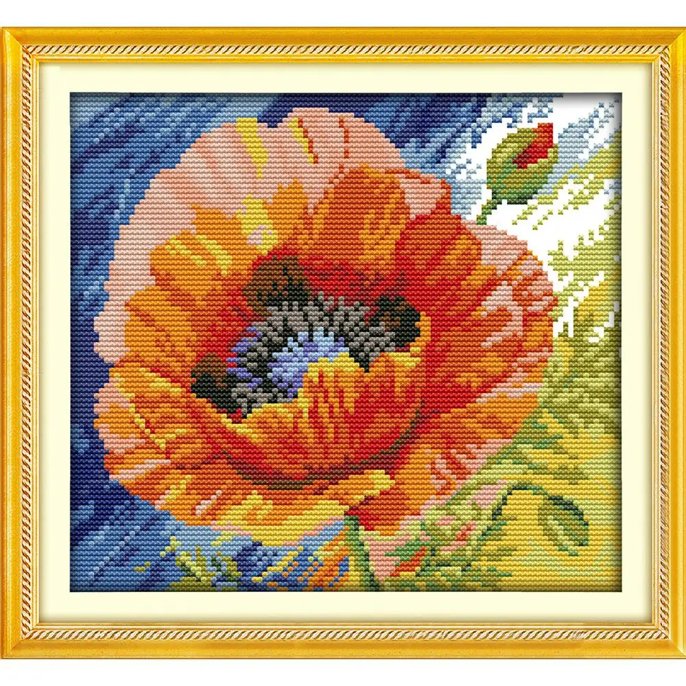 

Joy Sunday Poppy (8) Chinese cross stitch kits Ecological cotton clear stamped printed 14CT 11CT DIY wedding decoration for home