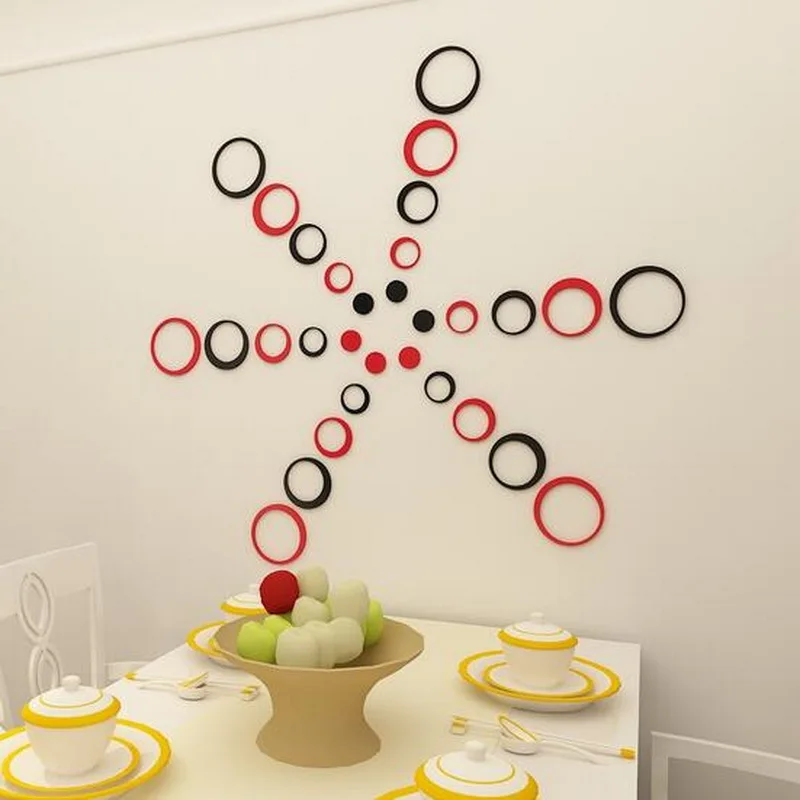 DIY Wooden Circle Shape 3D Three dimensional Wall Stickers Removable