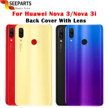 Huawei Nova 3 крышка батареи Задняя стеклянная задняя дверь корпус чехол для huawei Nova 3i крышка батареи с объективом камеры Замена