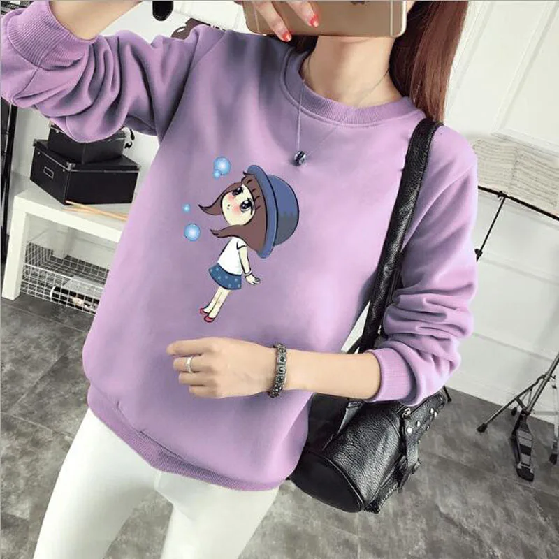 

Bubbles Girl Print Women Hoodie Spring Autumn Winter Long Sleeve Round Neck Women's Sweatshirt Thick Fleece Women Tracksuit