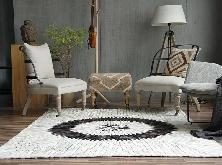 Buy luxury cowhide seamed rug , modern natural milch