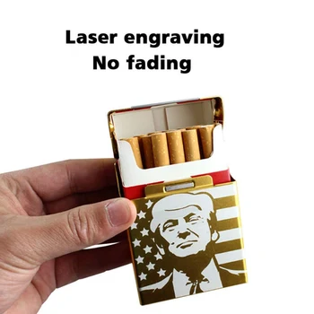 

1PC Trump Smoking Cigarettes Aluminum Cigarette Case Cigar Pocket Storage Gift Car Ornaments