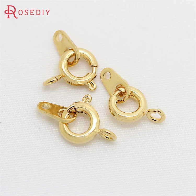(D068)4 pieces 6x9mm 24K Champagne Gold Color Plated Brass Spring Round