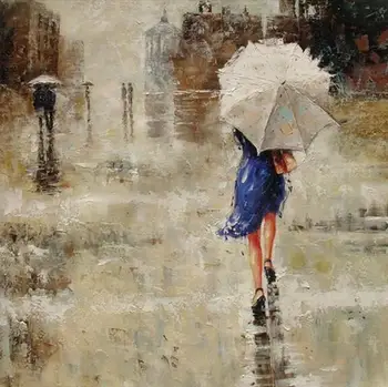 

100% Hand painted Abstract Oil Painting on Canvas Contemporary Impression Street Modern art for wall decoration Unframed