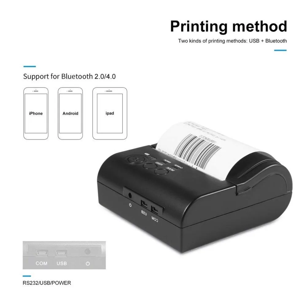 IssyzonePos بلوتوث الروبوت iOS طابعة حرارية مصغرة 80 مللي متر استلام طابعة الباركود طابعة محمولة شحن POS التطبيق تذكرة التجزئة