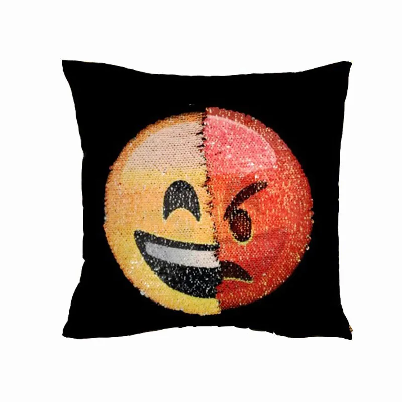 

Reversible Sequin Pillow Case Changing Face Emoji Cushion Cover Pillow cases Decorative Pillowcase Sofa Home Decor DIY