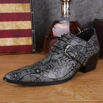 

Plus Size Fashion Pointed Toe Lace up Man Oxfords Height Increasing Genuine Leather Men's Formal Dress Party Banquet Shoes SL223