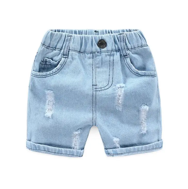 YWPENGCAI/шорты для мальчиков от 2 до 8 лет рваные потертые джинсовые шорты с потертостями летние короткие джинсы светло-голубые шорты для малышей - Цвет: Light blue